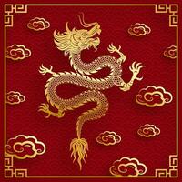 Traditional gold Chinese Dragon design vector