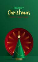 Merry Christmas and happy new year and festivals or greeting festival on paper cut art and craft with color background vector