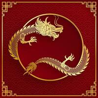 Traditional gold Chinese Dragon design vector