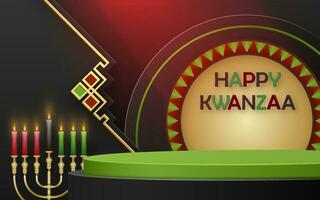 3d Round podium stage for Happy kwanzaa card vector