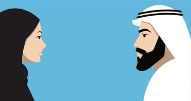 Profile portraits of an Arabian woman and man vector