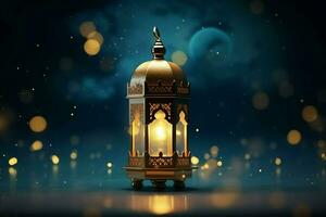 Eid mubarak and ramadan kareem greetings with islamic lantern and mosque. Eid al fitr background. Eid al fitr background of window concept by AI Generated photo