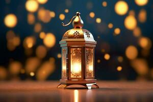 Eid mubarak and ramadan kareem greetings with islamic lantern and mosque. Eid al fitr background. Eid al fitr background of window concept by AI Generated photo