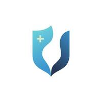 Illustration of Insurance Logo with Initial U and Cross Sign. It's suitable for Insurance Company, etc. vector