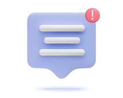 3d chat speech bubble talk icon with notification vector