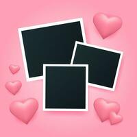 Romantic card with blank photo frame pictures vector