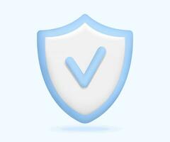 3d Shield with checkmark icon vector