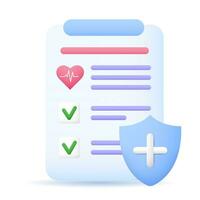 Clipboard document life insurance with shield and check mark icon vector