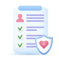 Person document insurance policy with shield and heart icon vector