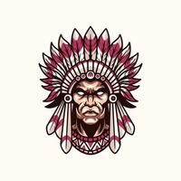 indian chief mascot logo design vector