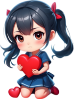 AI generated Cute Cartoon with Heart in Valentine png