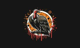 flying vulture with splash background vector artwork design