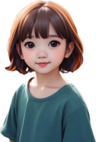 ai généré dessin animé fille sourire visage png