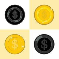 Dollar coin, gold icon money illustration vector