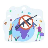 People are protesting against the war. The protest against the aggression of states. No annexation of territories. Colorful vector illustration.