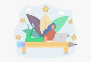 Best performance rating, rating five. People leave feedback and comments, the highest rating for successful work. Colorful vector illustration.