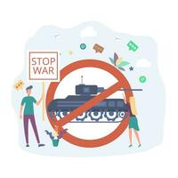 People are protesting against the war. The protest against the aggression of states. No annexation of territories. Colorful vector illustration.