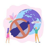 Save the planet from pollution, save the planet, small plant process, green energy, Earth Day concept. Colorful Vector Illustration