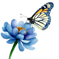 AI generated Watercolor butterfly on flower isolated on white background. png