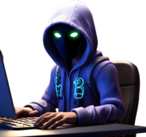 AI generated a man wearing a hoodie and mask is working on a computer , Hacker png