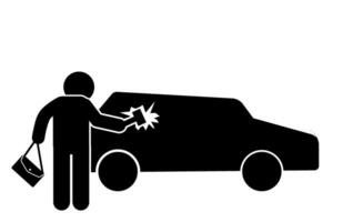 vector illustration of theft by breaking car glass