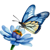 AI generated Watercolor butterfly on flower isolated on white background. png