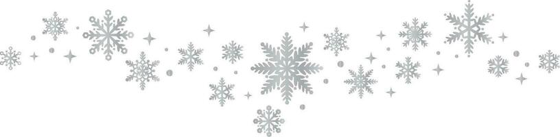 Silver gradient snowflake vector decorative border, dynamic snow wave vector clip art design