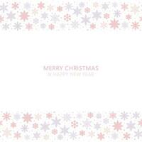 Pastel pink girly holiday greeting concept design, social media background, seamless repeating snowflake pattern border, Christmas card layout vector
