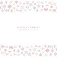 Pastel pink girly holiday greeting concept design, social media background, seamless repeating snowflake pattern border, Christmas card layout vector