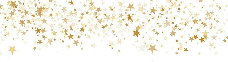 Gold star confetti, isolate vector banner, scattered shapes design element festive background