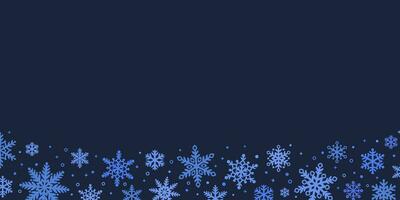 oscuro azul invierno fiesta vector frontera fondo con estrellas y copos de nieve, elegante Navidad fondo de pantalla diseño