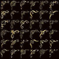 Gold vector illustration of decorative corner frame set. Hand Draw of Corner frame Different Shape golden corner frames and vintage frame decoration, Gold floral ornaments.