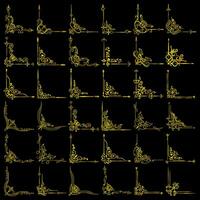 Gold vector illustration of decorative corner frame set. Hand Draw of Corner frame Different Shape golden corner frames and vintage frame decoration, Gold floral ornaments.