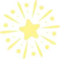 Cute firework clip art element, hand drawn vector illustration yellow sparkling star design