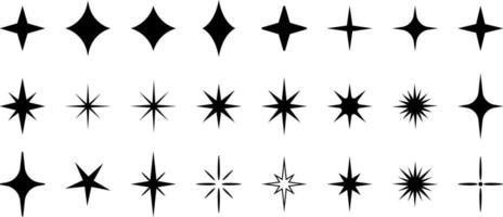 Star burst sticker vector set, sun burst retro quality or rating icon collection, minimalist modern decoration elements, y2k icon set.