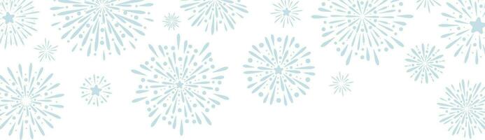 Blue firework vector banner, congratulations or invitation card background, festive holiday frame design, abstract clip art element