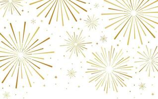 Fireworks vector banner for new year celebration, greeting card decoration element, simple golden border design