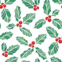 Holly ilex vector pattern, mistletoe holiday background, Christmas wallpaper of textile print design