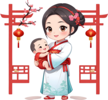 AI generated women in traditional chinese dress png