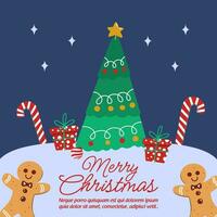 Navidad y nuevo año saludo tarjeta para social medios de comunicación enviar vector