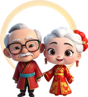 ai généré un vieux couple avec chinois robe png