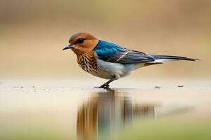 AI generated a small bird with a blue and white head photo