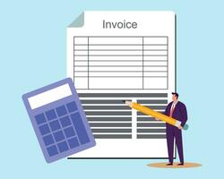 Invoice, bill or total amount to pay for service, charge for price calculation or finance payment system, accounting, quotation and receipt concept vector