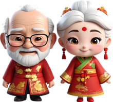 AI generated an old couple with chinese dress png