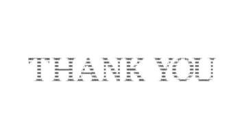 Thank you ascii animation on white background. Ascii art code symbols with shining and glittering sparkles effect backdrop. Attractive attention promo. video