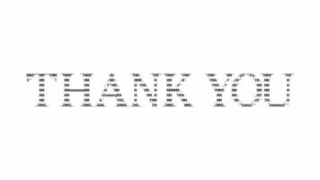 Thank you ascii animation loop on white background. Ascii code art symbols typewriter in and out effect with looped motion. video