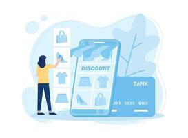 a women shopping online concept flat illustration vector