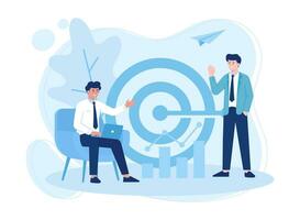 business target planning colleagues concept flat illustration vector