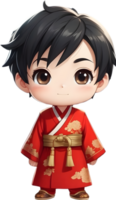 AI generated a cartoon boy in Chinese suit png