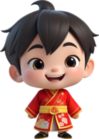 AI generated a cartoon boy in Chinese suit png